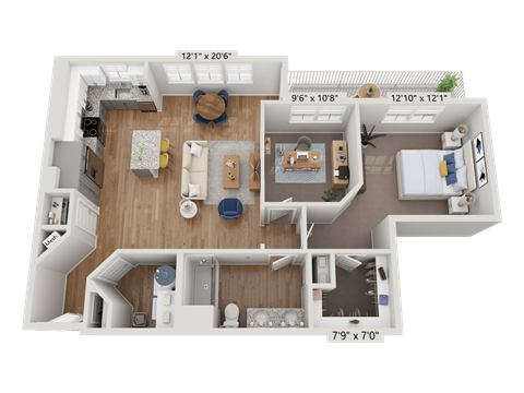 Floor plan image of A5, 1-bedroom apartment